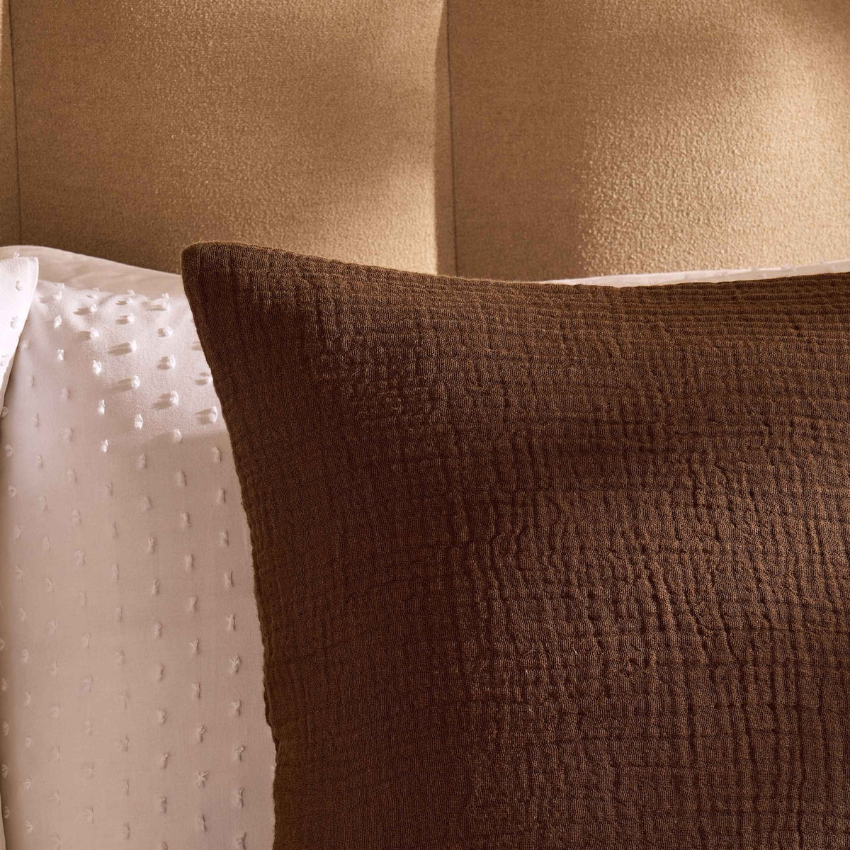Savannah Set of 2 Tufted Muslin Cushion Covers - Chocolate - DUSK