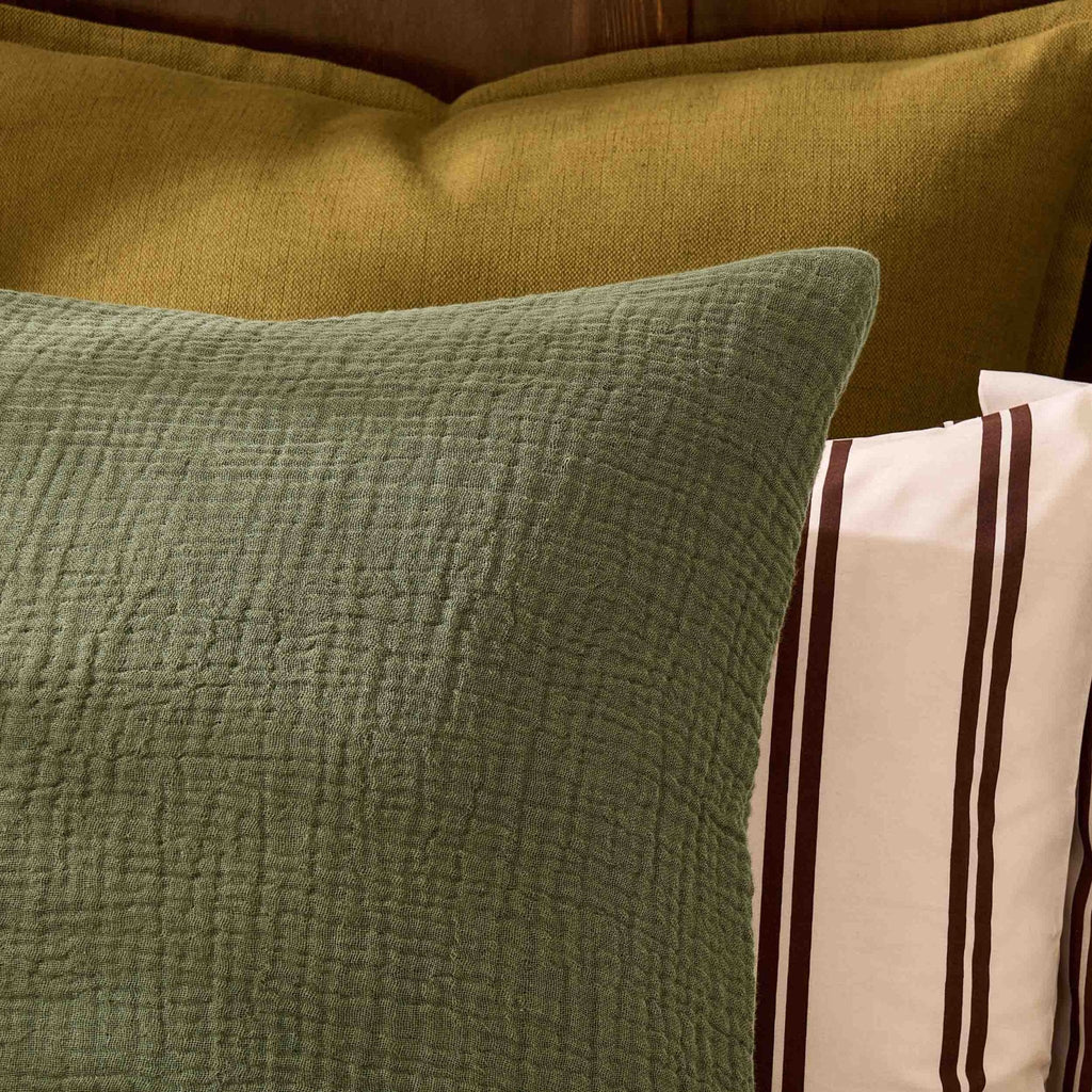 Savannah Set of 2 Tufted Muslin Cushion Covers - Olive Green - DUSK