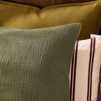 Savannah Set of 2 Tufted Muslin Cushion Covers - Olive Green - DUSK