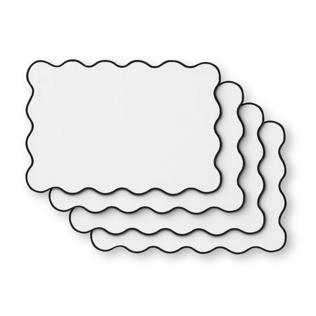 Scallop Edge Set of 4 Placemats - Off White/Black - DUSK