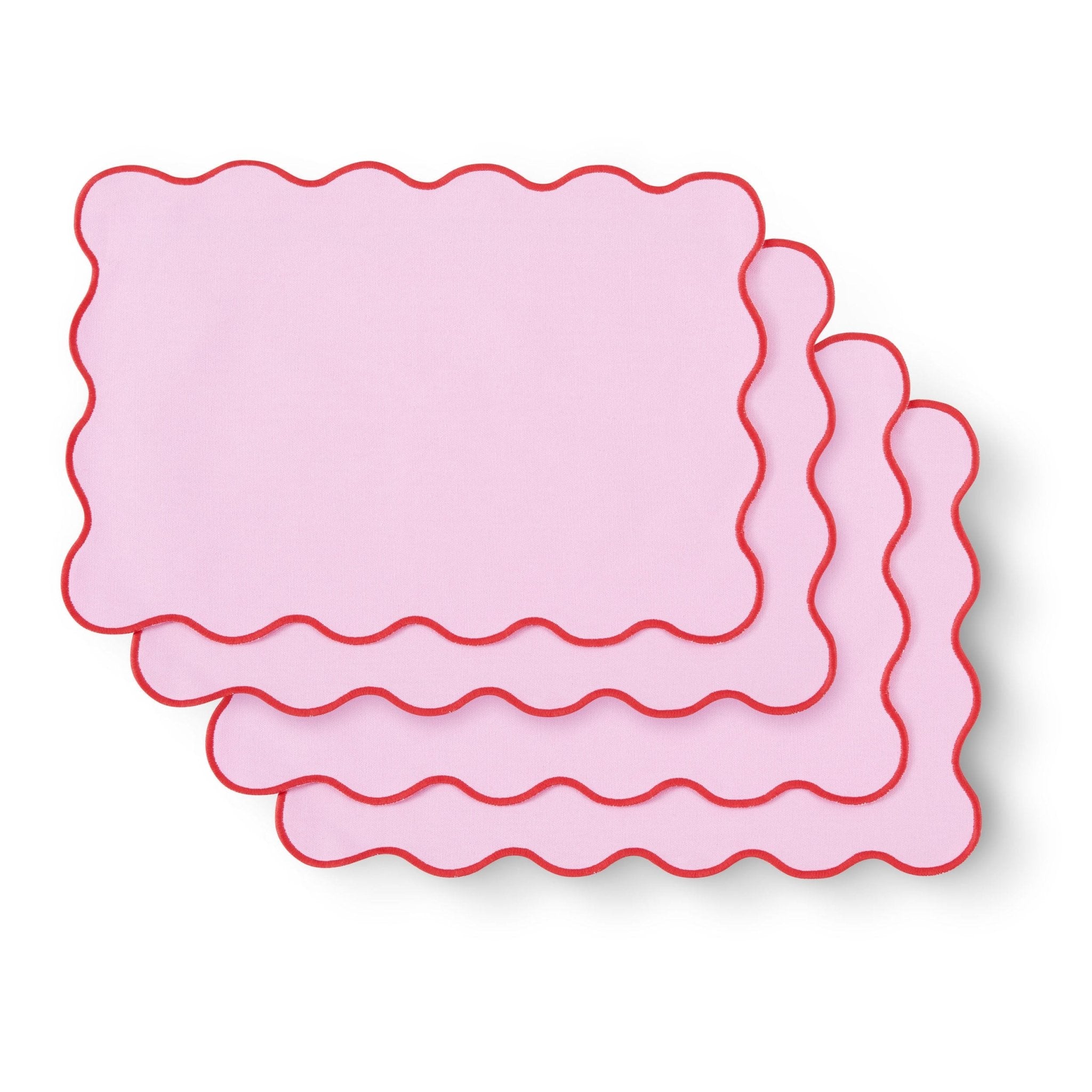 Scallop Edge Set of 4 Placemats - Pink/Red - DUSK