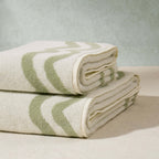 Scalloped Cotton Towels - Off - White/Olive - DUSK