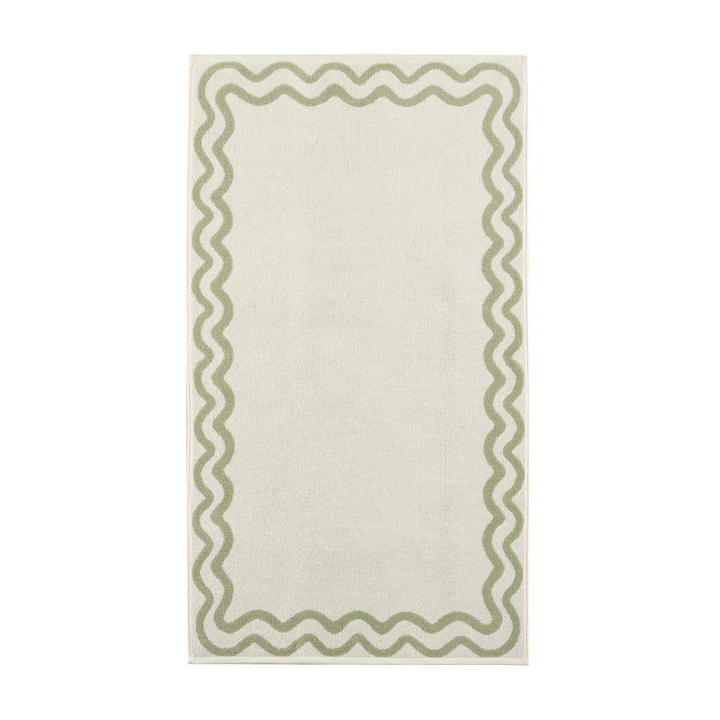 Scalloped Cotton Towels - Off - White/Olive - DUSK