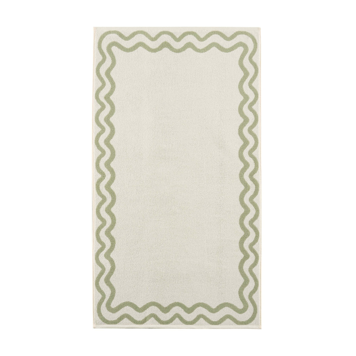 Scalloped Cotton Towels - Off - White/Olive - DUSK