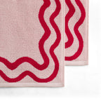 Scalloped Cotton Towels - Pink/Red - DUSK