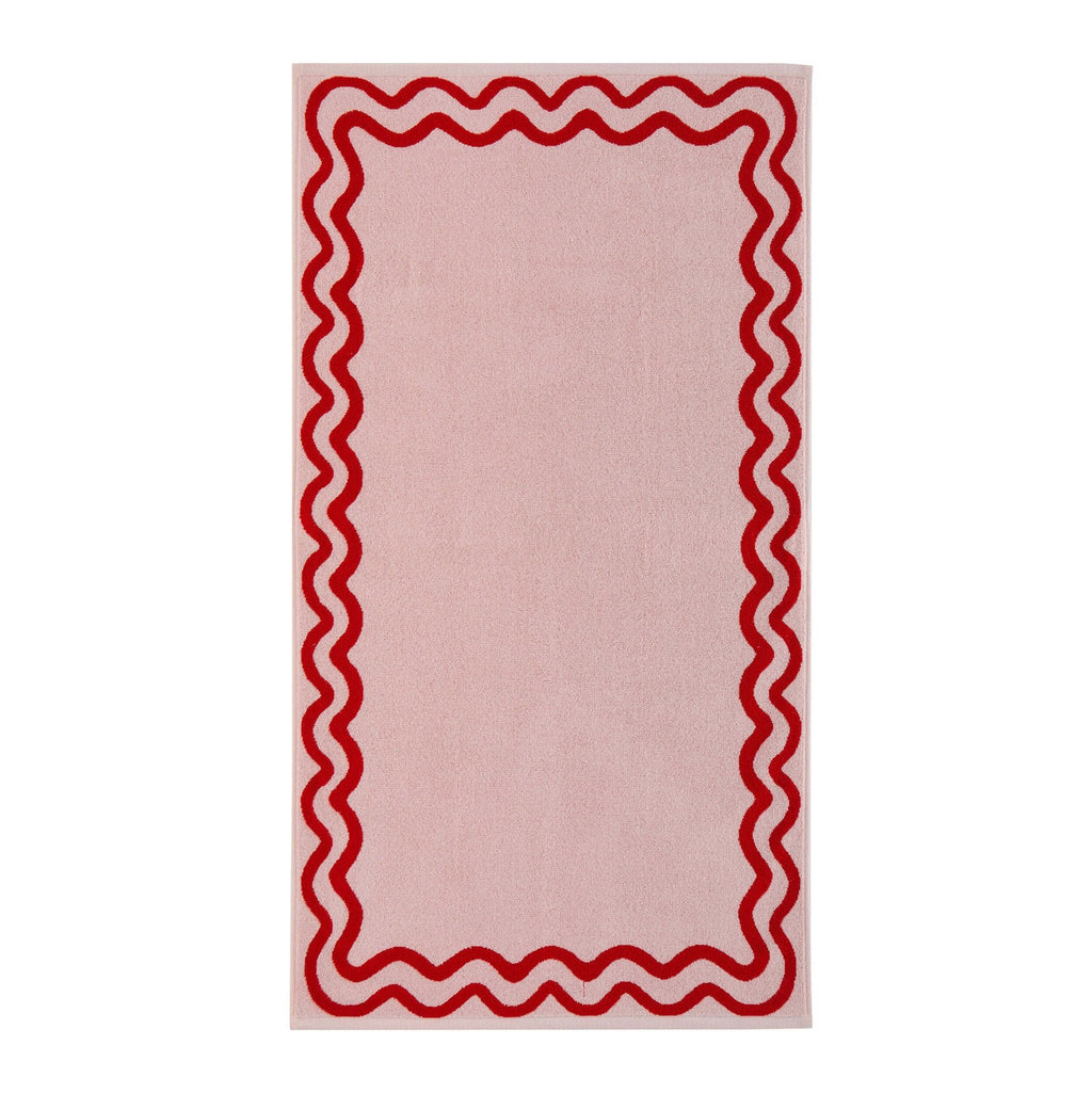 Scalloped Cotton Towels - Pink/Red - DUSK