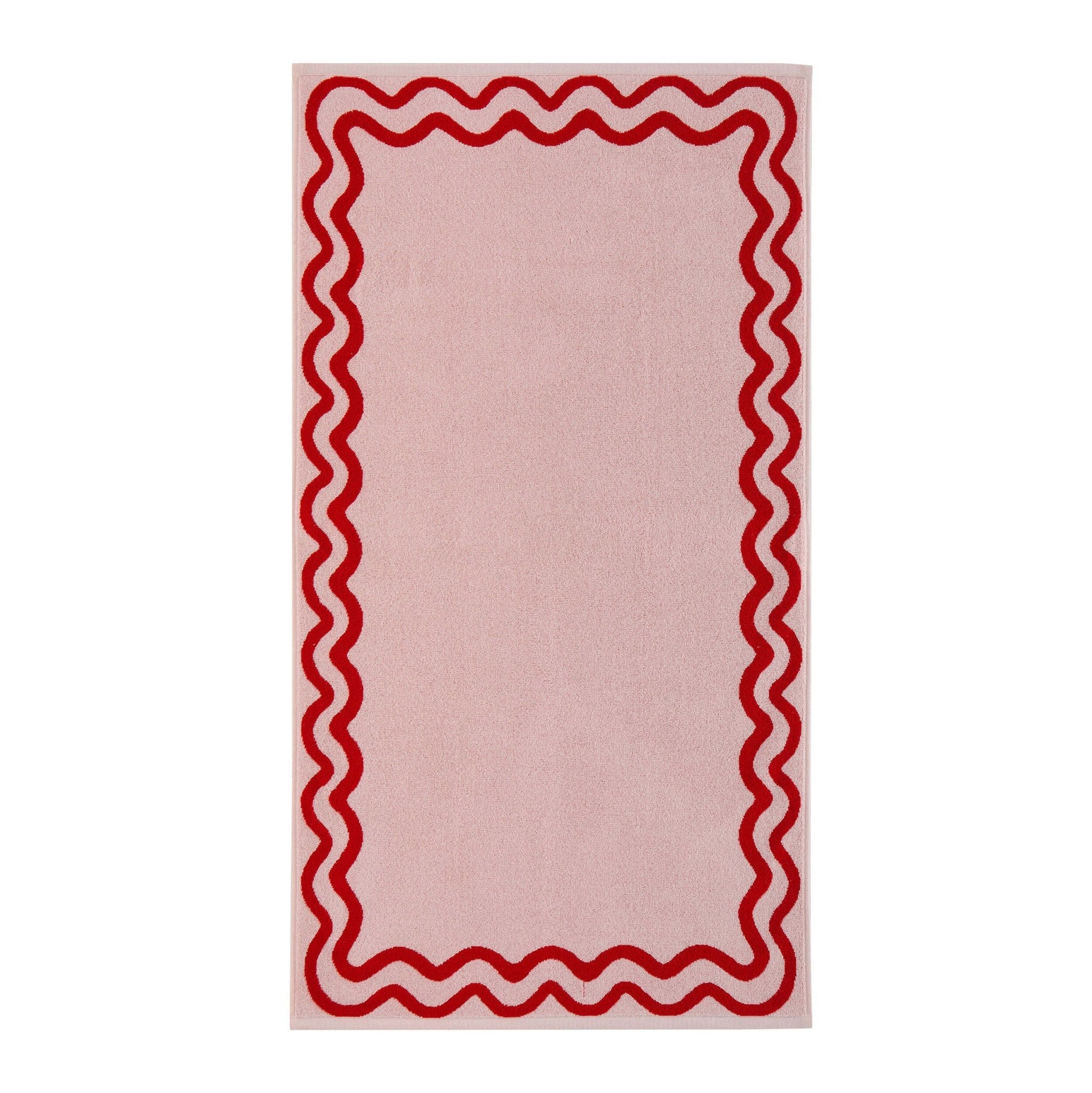 Scalloped Cotton Towels - Pink/Red - DUSK