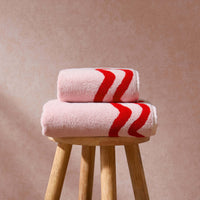 Scalloped Cotton Towels - Pink/Red - DUSK
