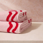 Scalloped Cotton Towels - Pink/Red - DUSK
