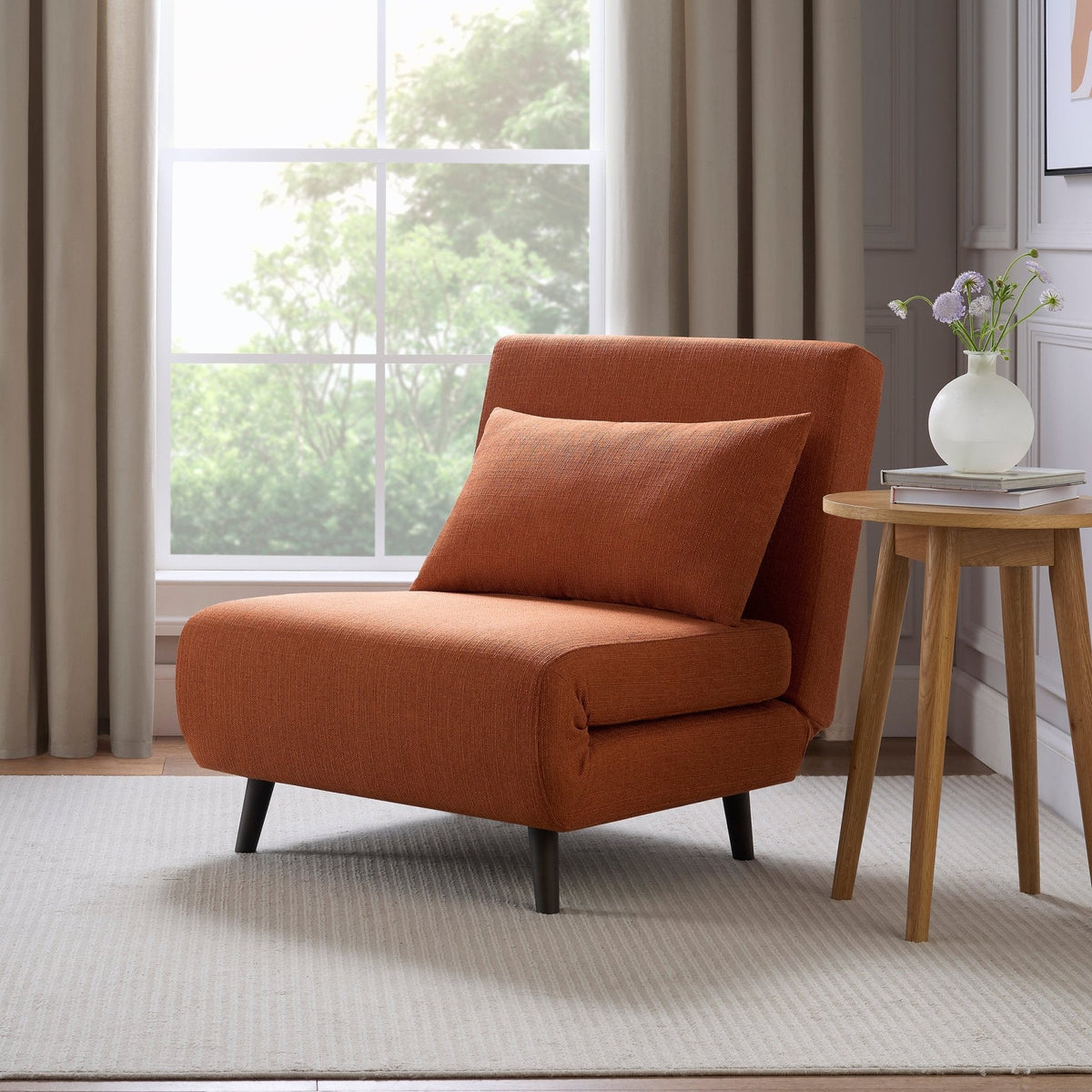 Seattle Single Click Clack Sofa Bed - Burnt Orange - DUSK