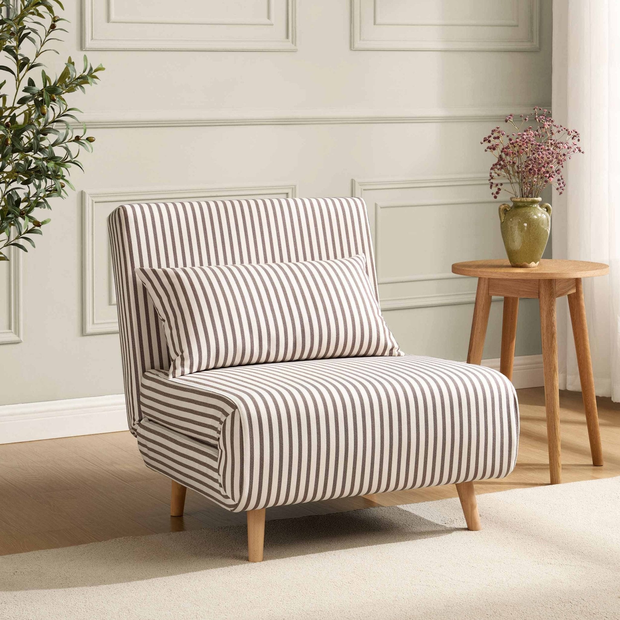 Seattle Single Click Clack Sofa Bed - Chocolate Stripe - DUSK