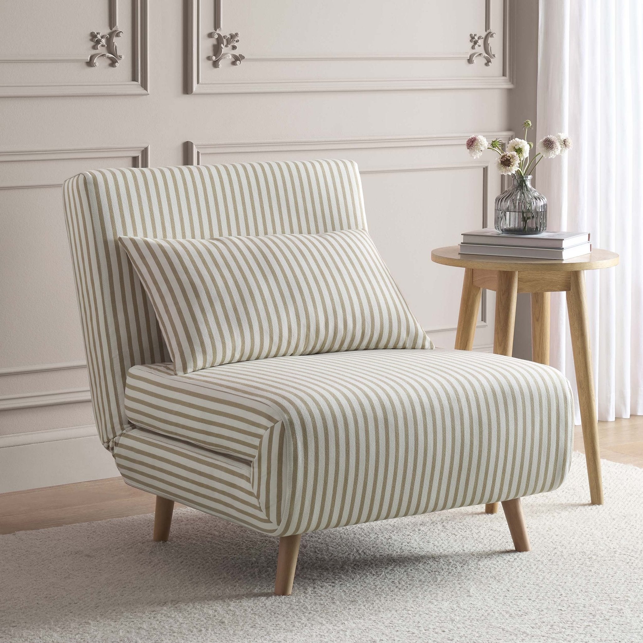 Seattle Single Click Clack Sofa Bed - Sand Stripe - DUSK