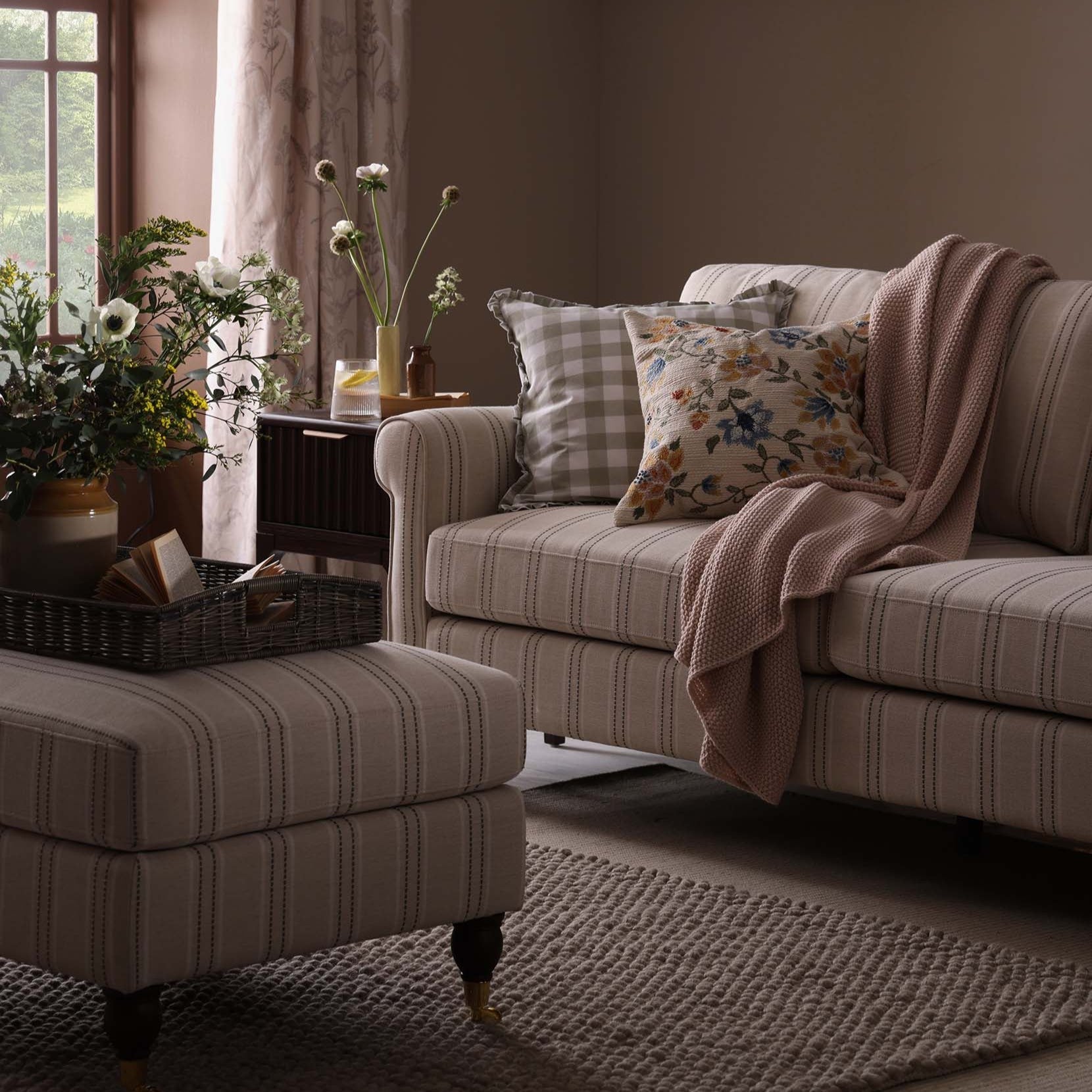 Sicily Pouffe - Stripe - DUSK