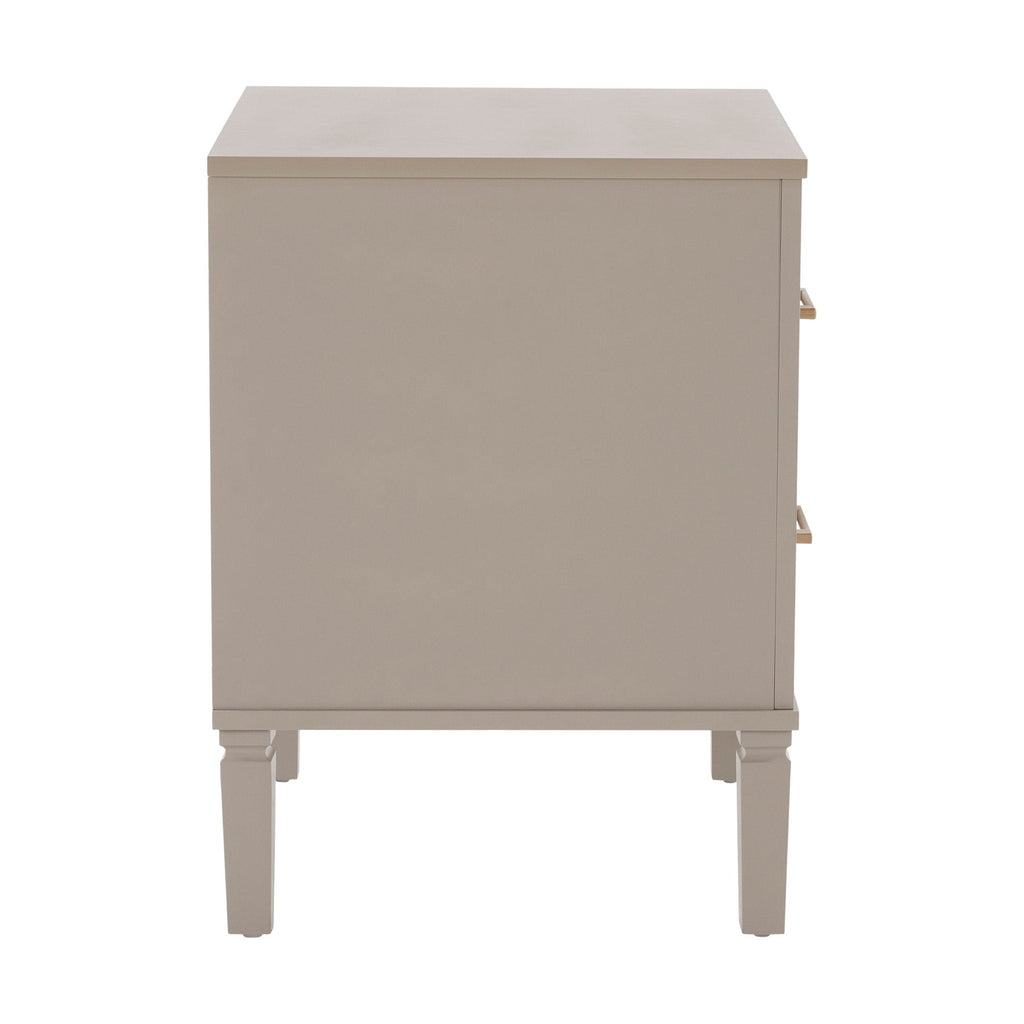 Sienna 2 Drawer Bedside Table - Taupe - DUSK