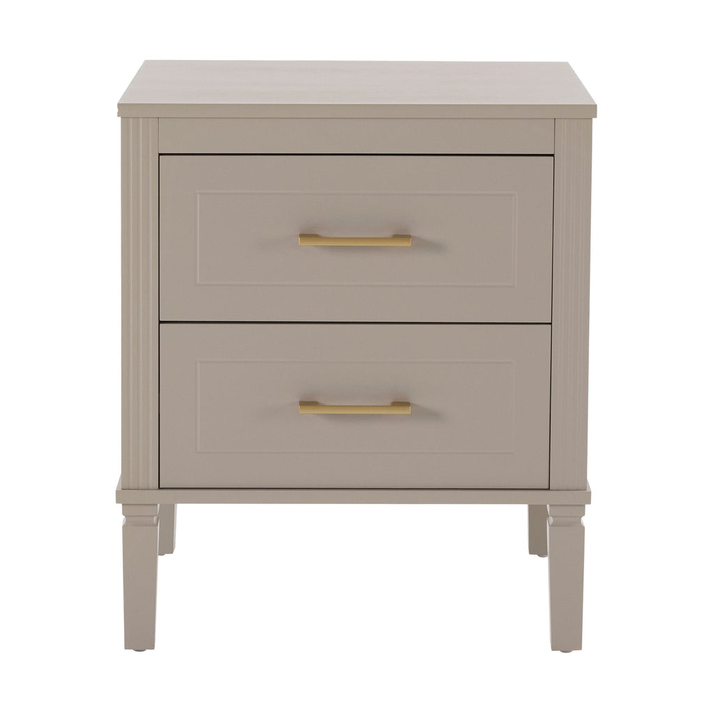 Sienna 2 Drawer Bedside Table - Taupe - DUSK