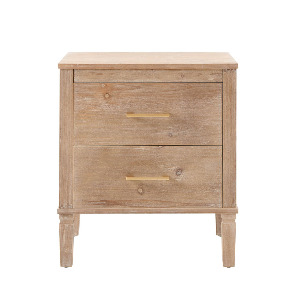 Sienna 2 Drawer Bedside Table - Washed Wood - DUSK