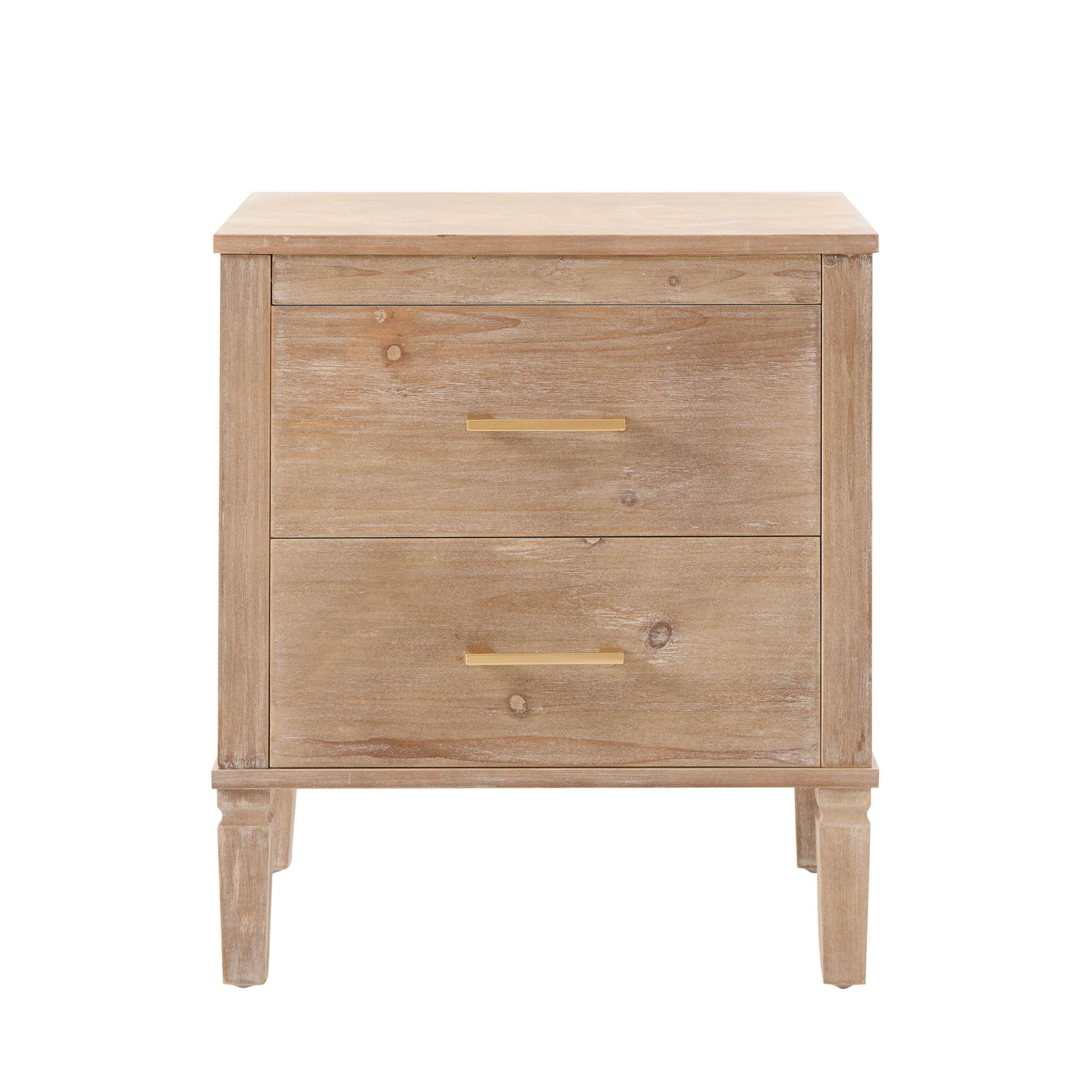 Sienna 2 Drawer Bedside Table - Washed Wood - DUSK