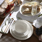 Simone Set of 4 Scallop Edge Napkins - Off White/Olive - DUSK