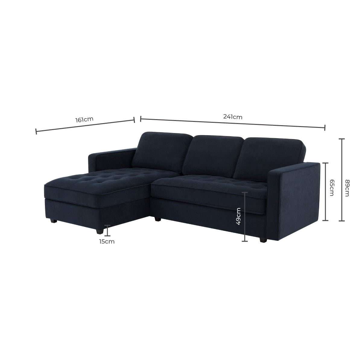 Sloane Left Hand Storage Chaise Sofa - Midnight - DUSK