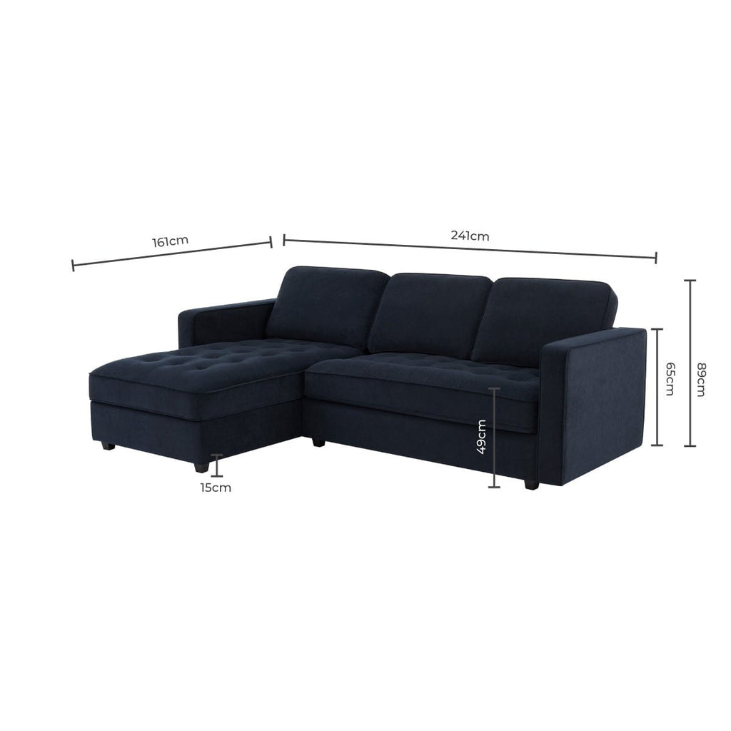 Sloane Left Hand Storage Chaise Sofa - Midnight - DUSK