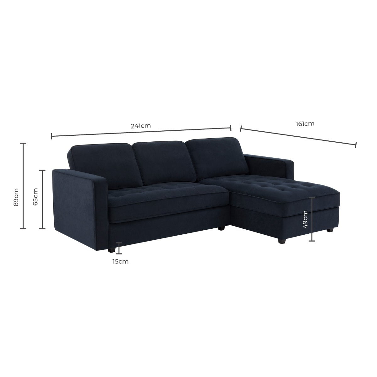 Sloane Right Hand Storage Chaise - Midnight - DUSK