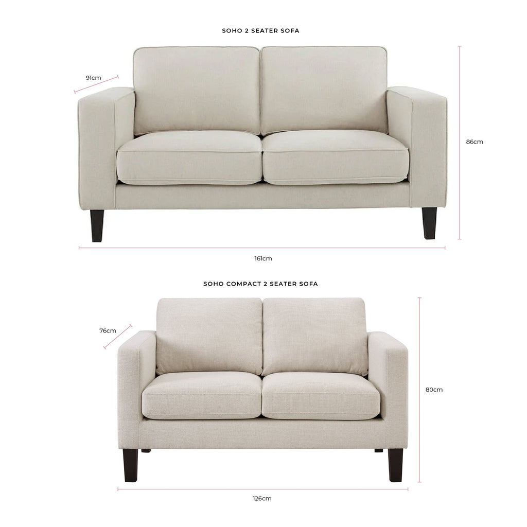 Soho Compact 2 Seater Sofa - Beige - DUSK