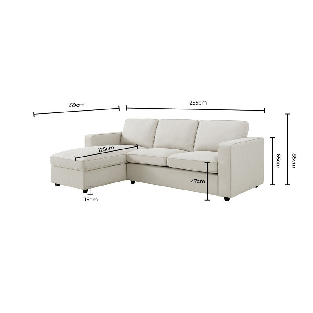 Soho Left Hand Storage Chaise Sofa - Mid Grey - DUSK