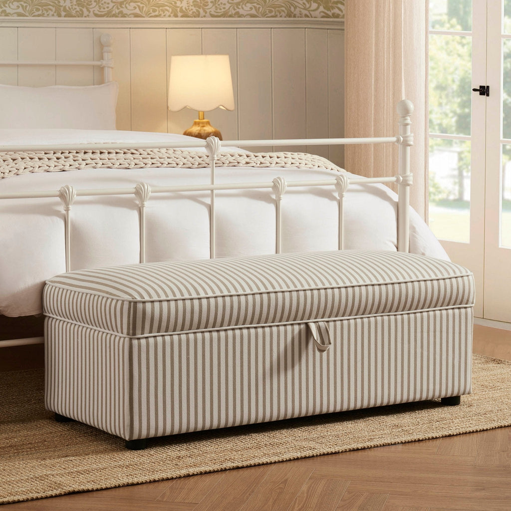 Soho Rectangle Ottoman Storage - Sand Stripe - DUSK