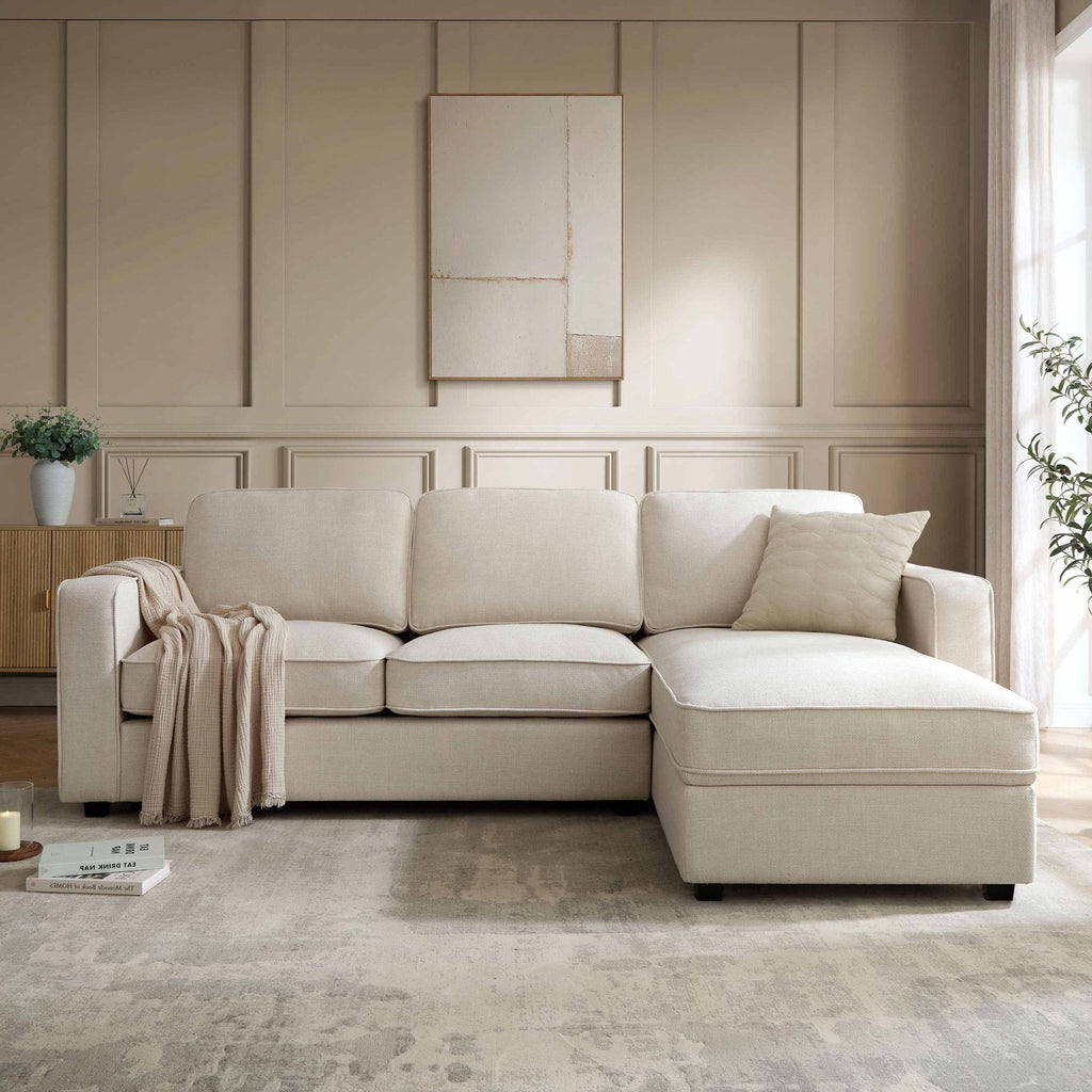 Soho Right Hand Storage Chaise Sofa - Beige - DUSK