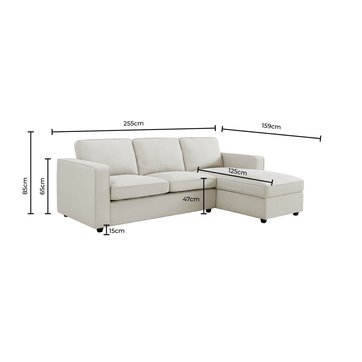 Soho Right Hand Storage Chaise Sofa - Sand - DUSK