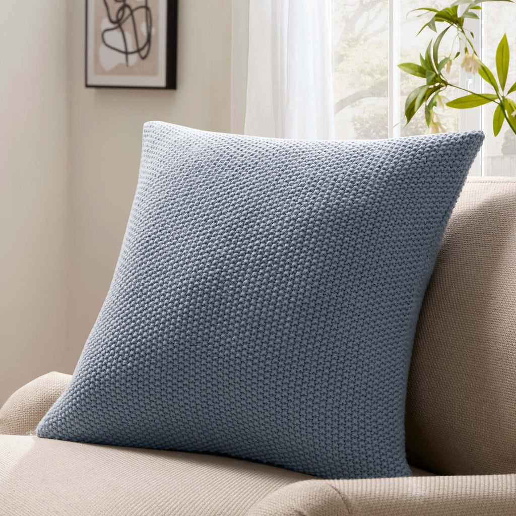 St Ives Heavyweight Knit Sofa Cushion Cover - Dusty Blue - DUSK