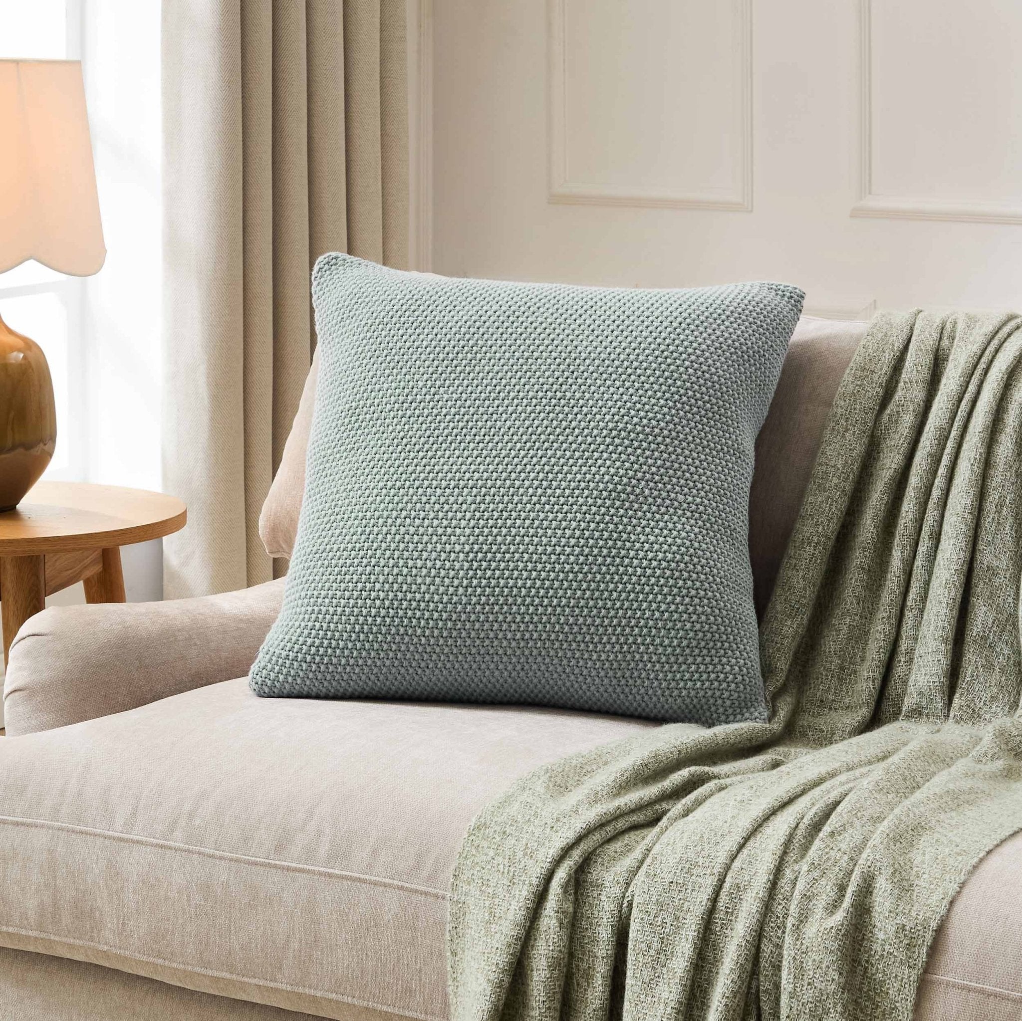 St Ives Knit Sofa Cushion Cover - Dusty Blue - DUSK