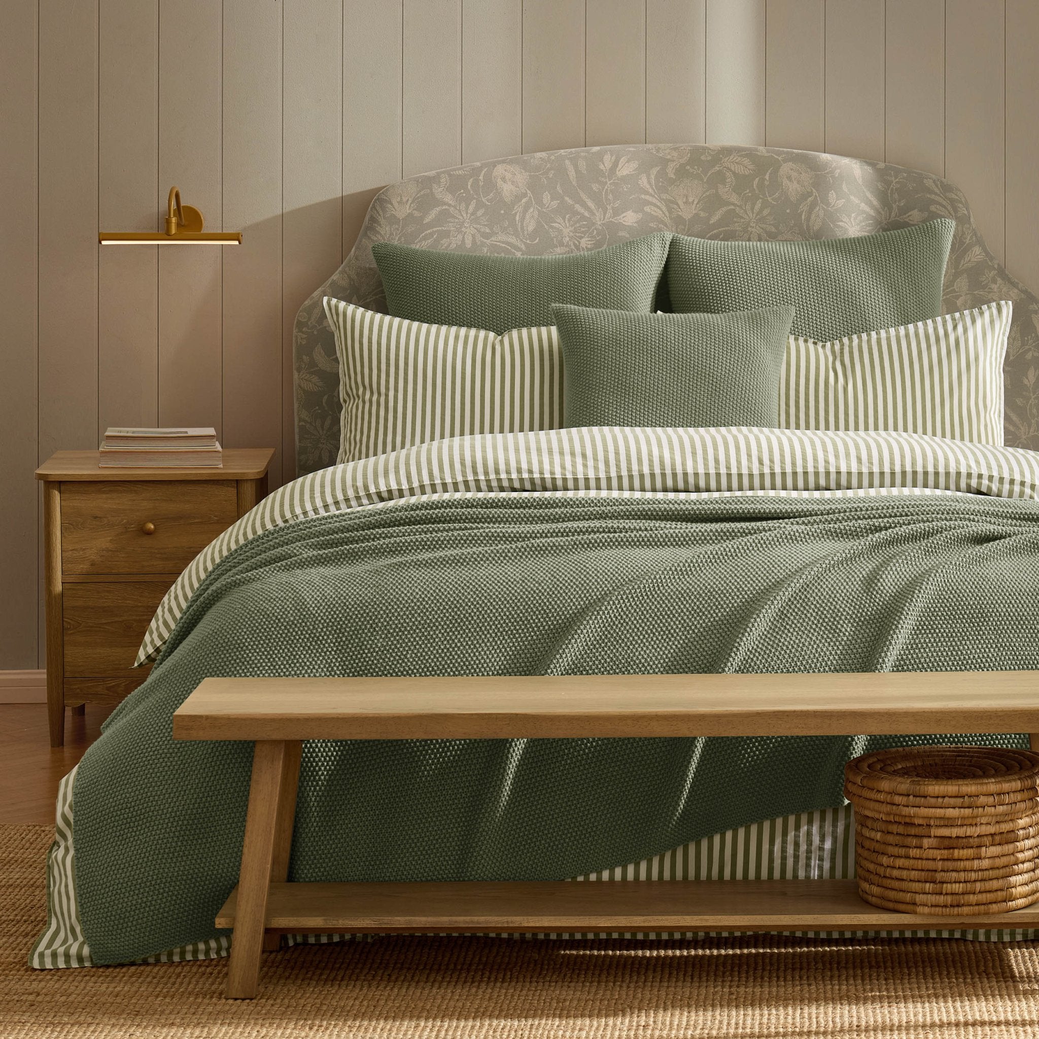 St Ives Knit Throw - Green - DUSK