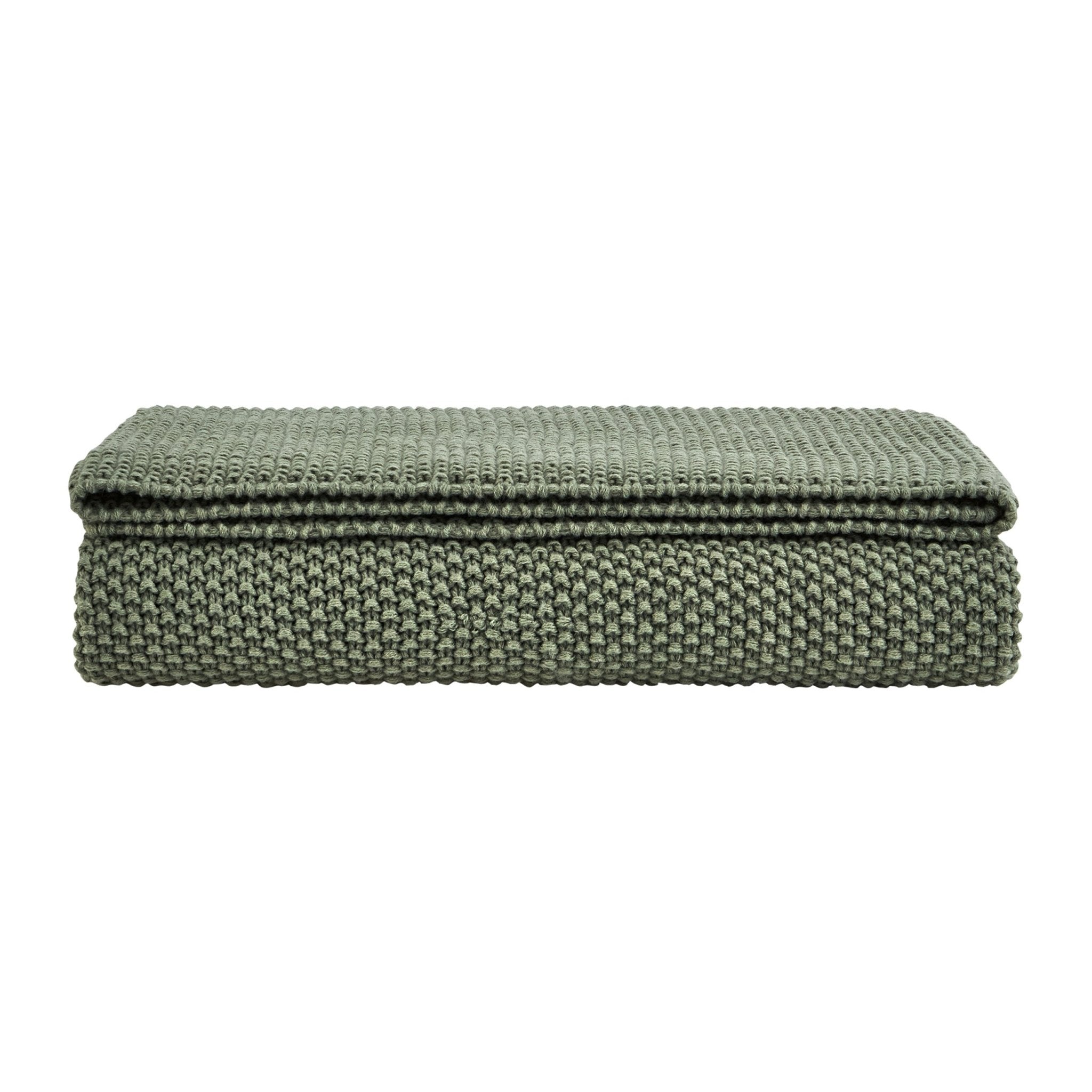 St Ives Knit Throw - Green - DUSK
