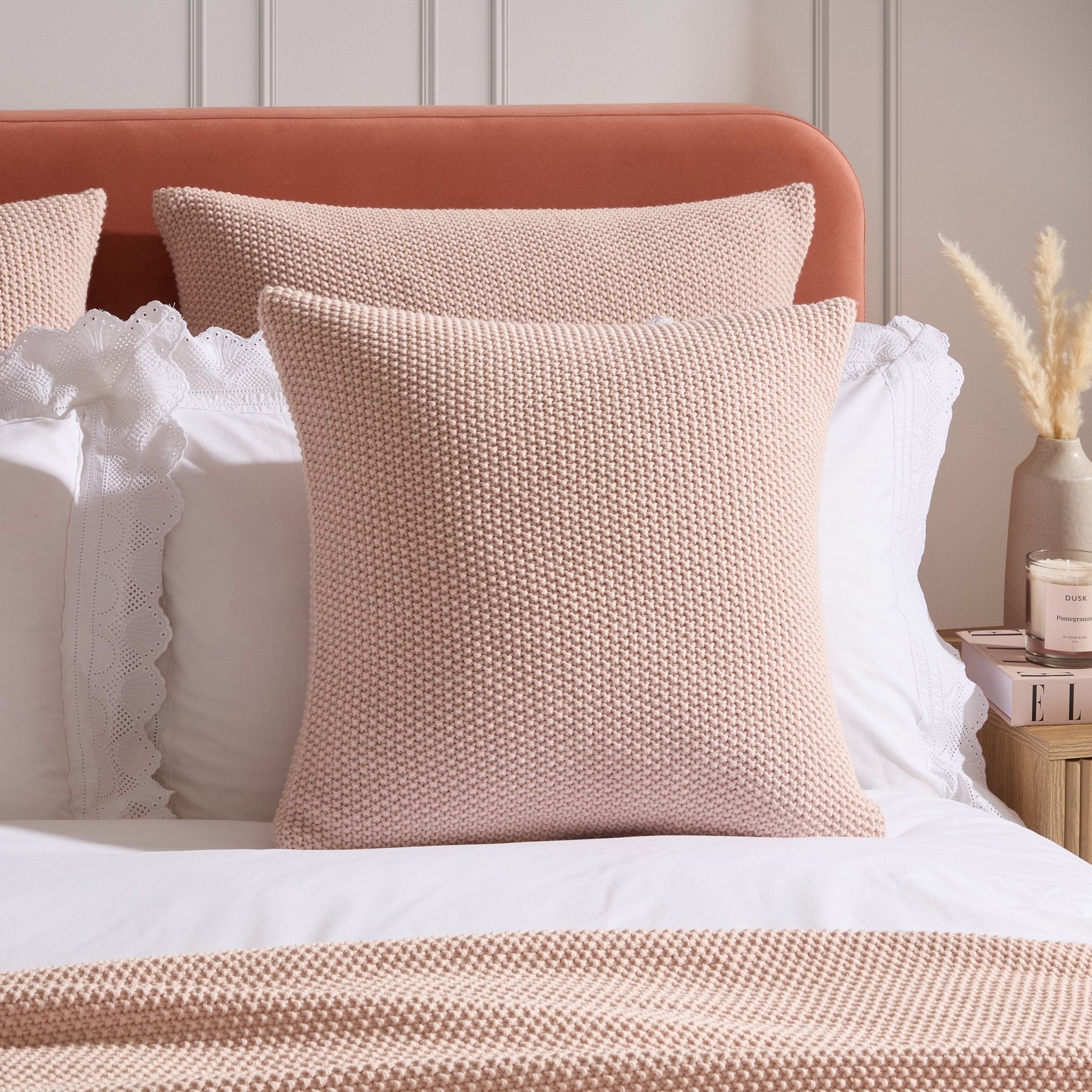 St Ives Light Weight Knit Cushion Cover - Ballet Slipper - DUSK