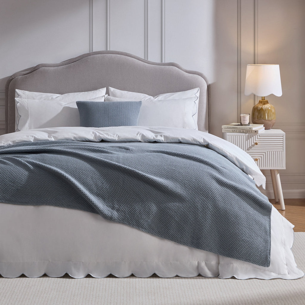 St Ives Light Weight Knit Cushion Cover - Dusty Blue - DUSK
