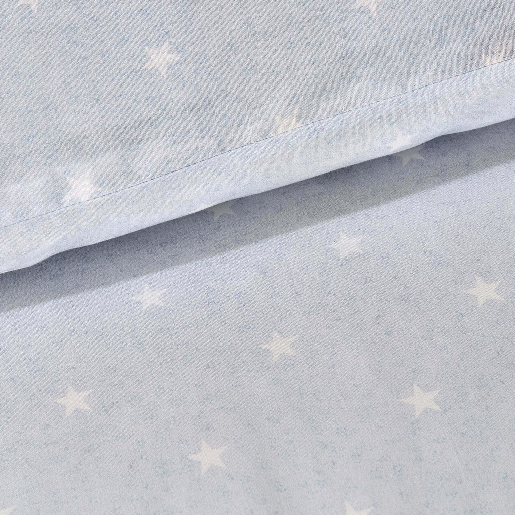 Star 100% Cotton Duvet Cover & Pillowcase set - Light Blue - DUSK