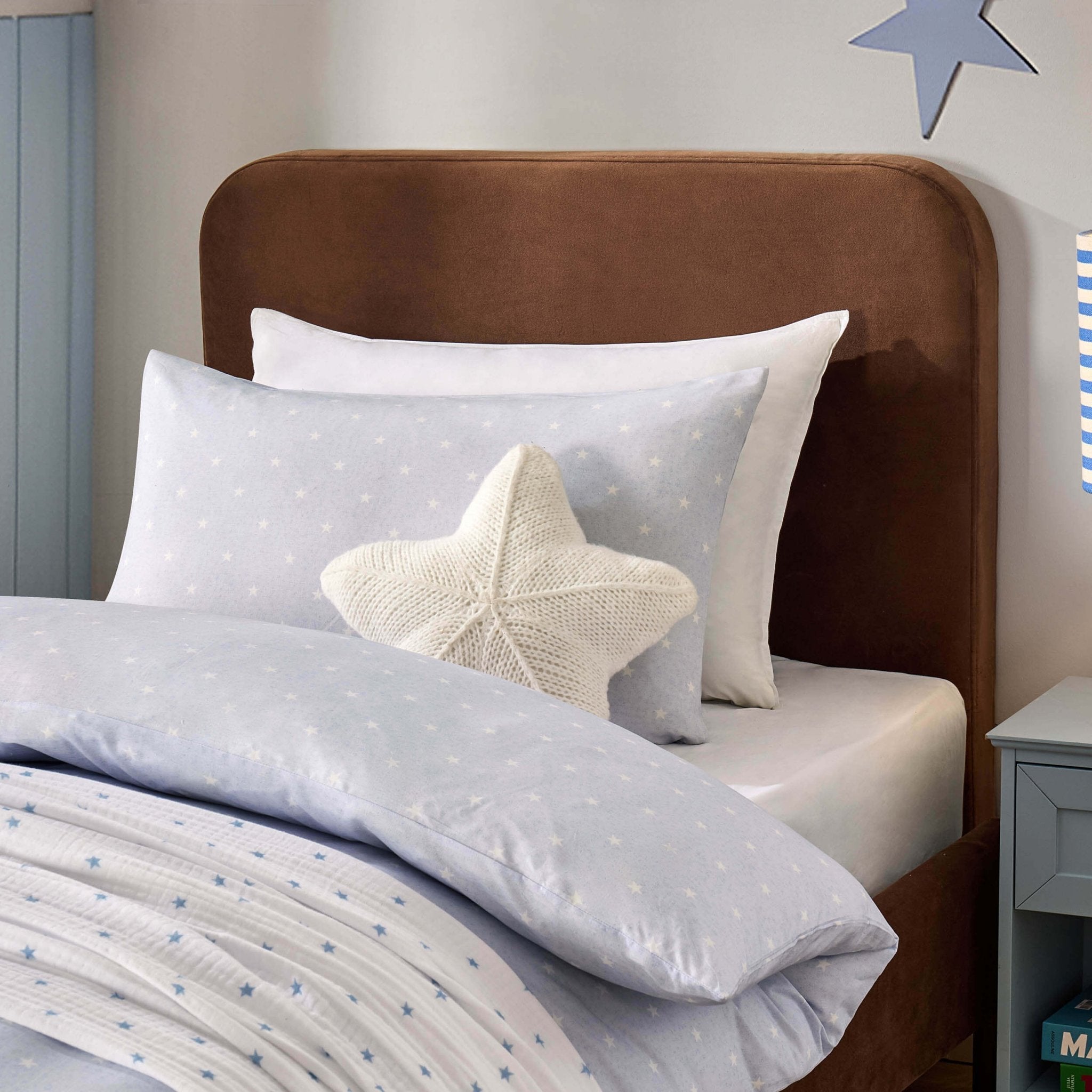 Star 100% Cotton Duvet Cover & Pillowcase set - Light Blue - DUSK