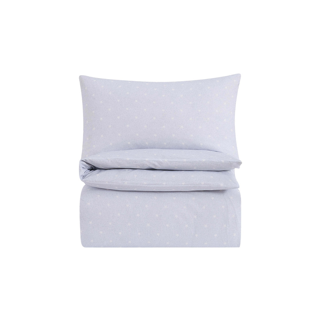 Star 100% Cotton Duvet Cover & Pillowcase set - Light Blue - DUSK