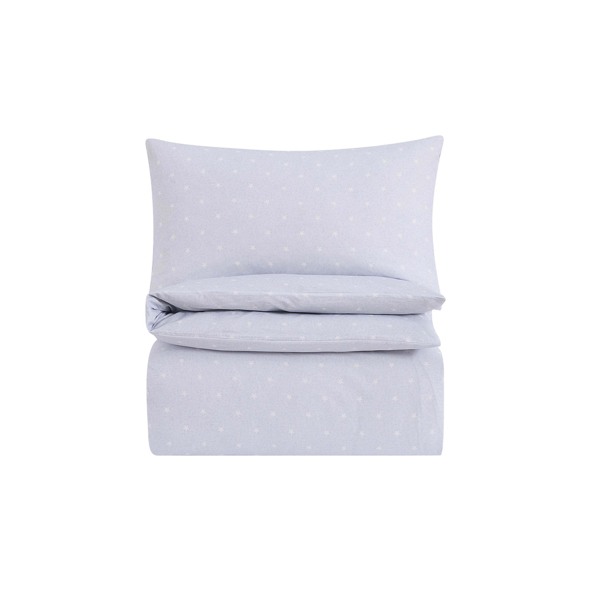 Star 100% Cotton Duvet Cover & Pillowcase set - Light Blue - DUSK