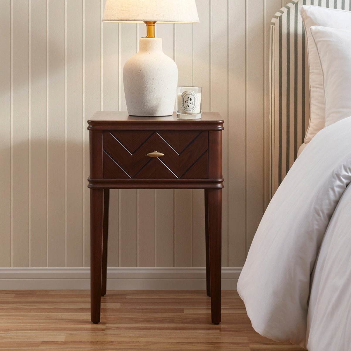 Stockholm Wood Veneer 1 Drawer Nightstand - Walnut - DUSK