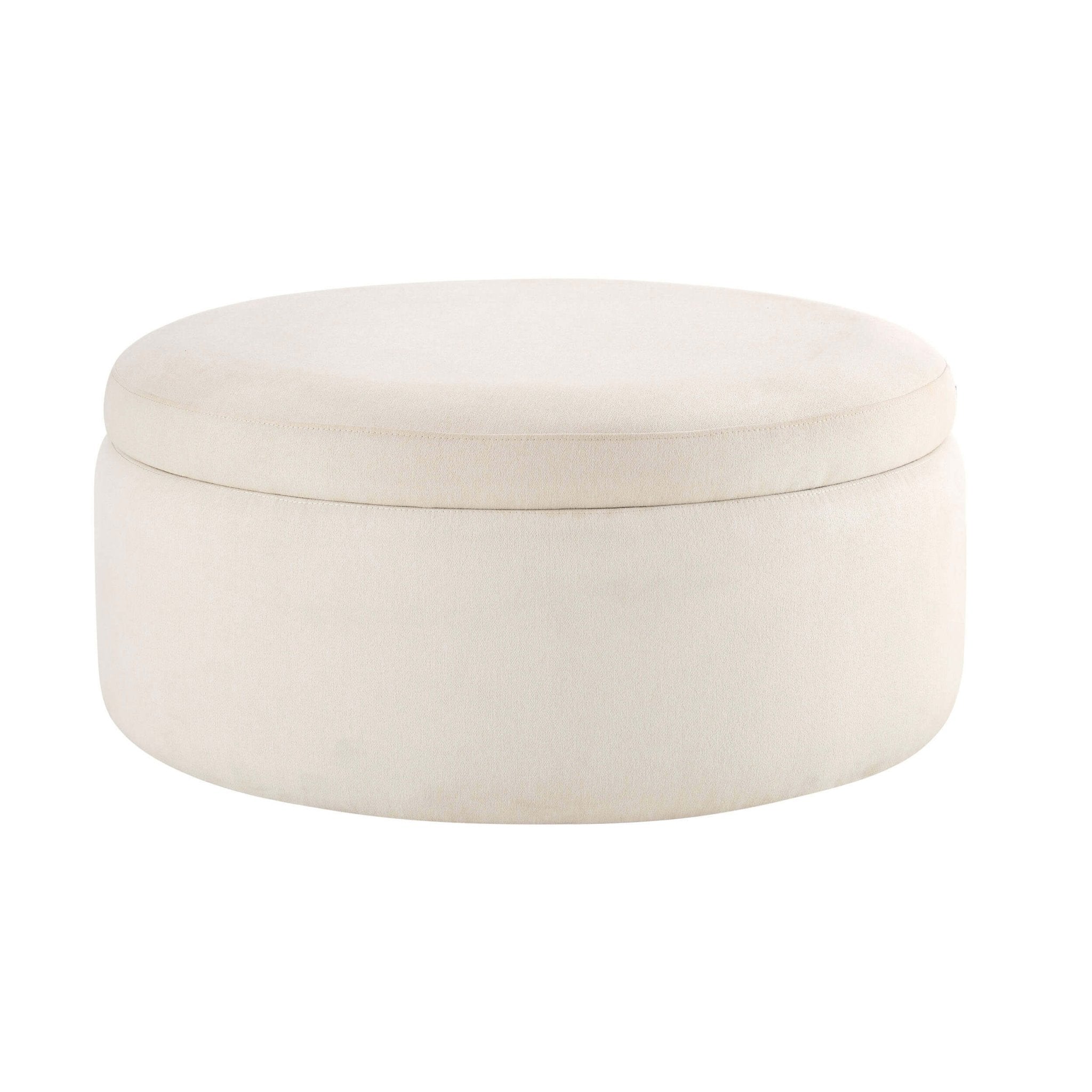 Stockton Round Storage Pouffe - Cream Linen - DUSK