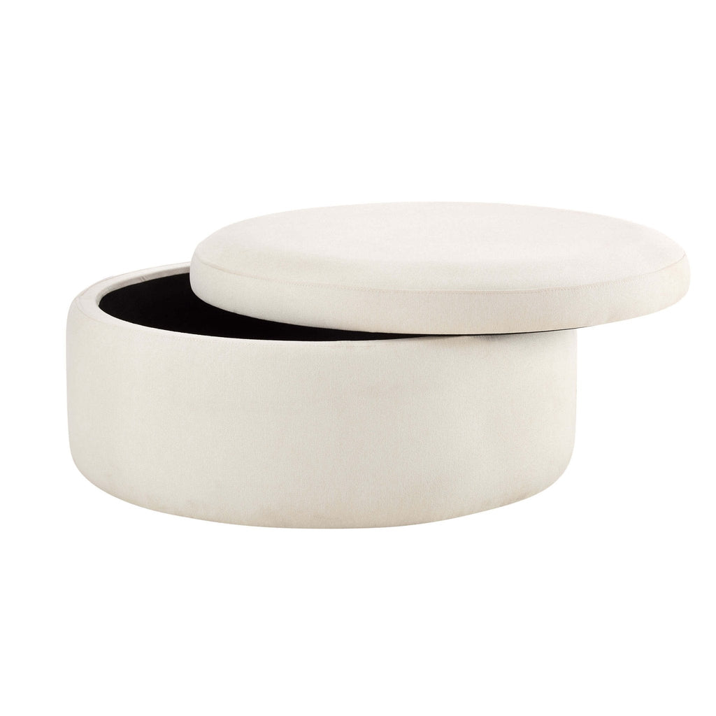 Stockton Round Storage Pouffe - Cream Linen - DUSK