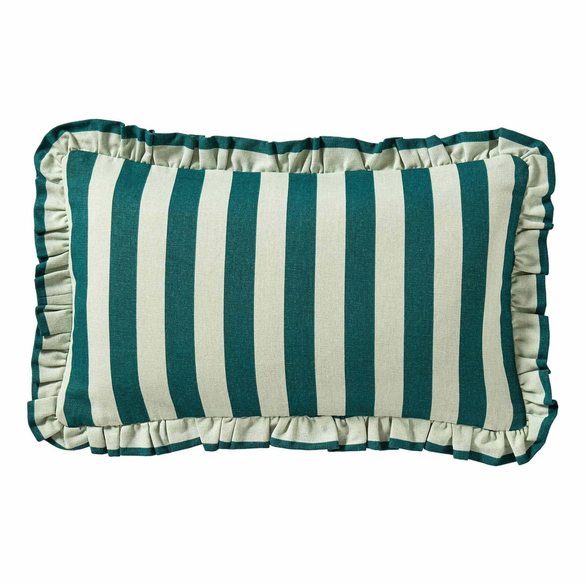 Stripe Frill Edge Cushion Cover - Green - DUSK