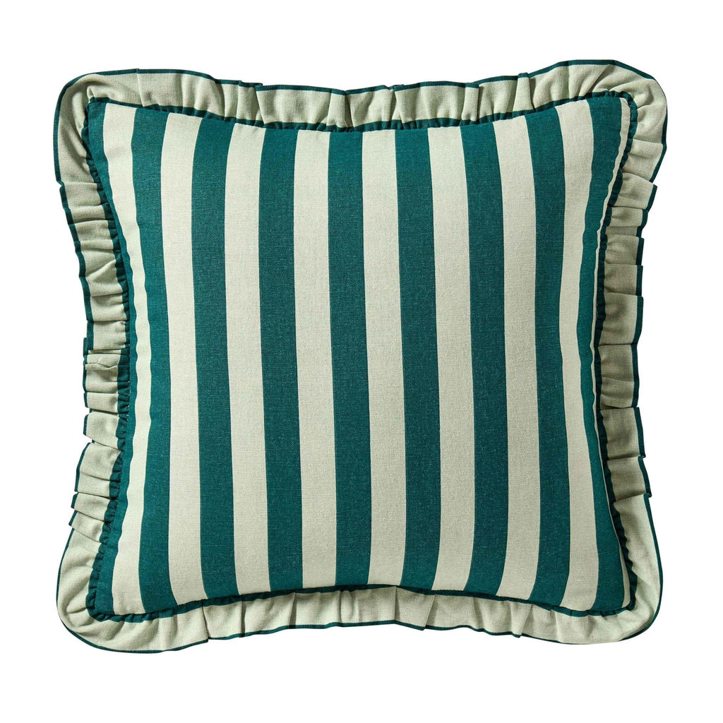 Stripe Frill Edge Cushion Cover - Green - DUSK
