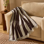 Stripe Sofa Throw - Brown/Cream - DUSK