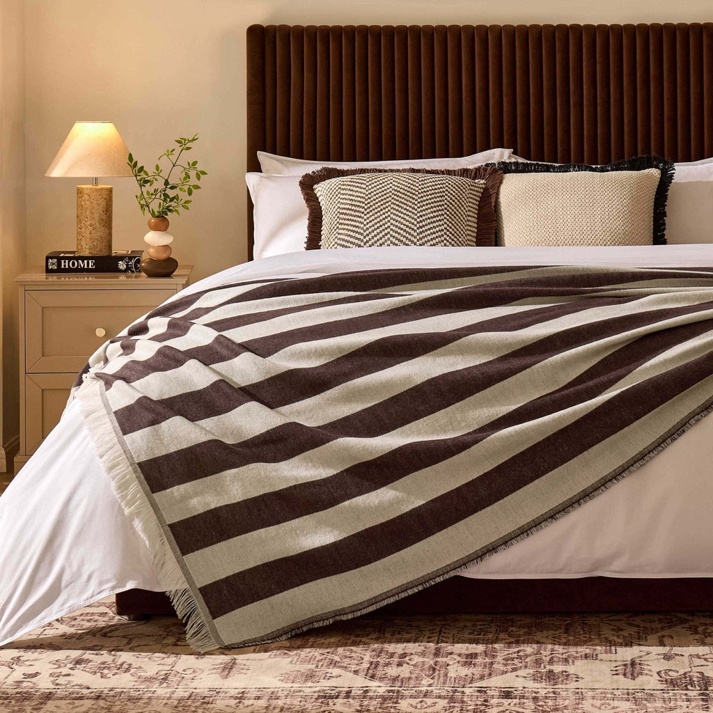 Stripe Throw - Brown/Cream - DUSK