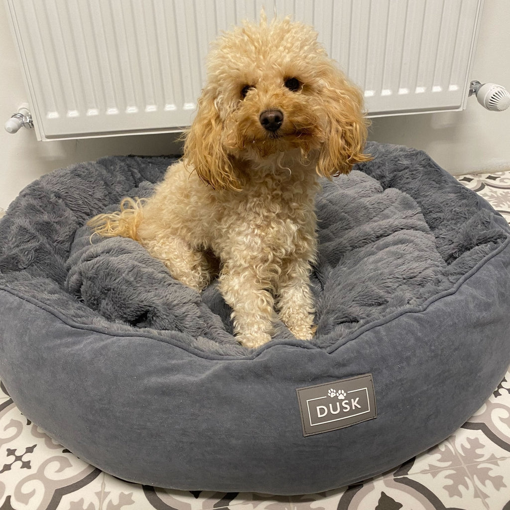 Super Soft Faux Fur Dog Bed - Charcoal - DUSK