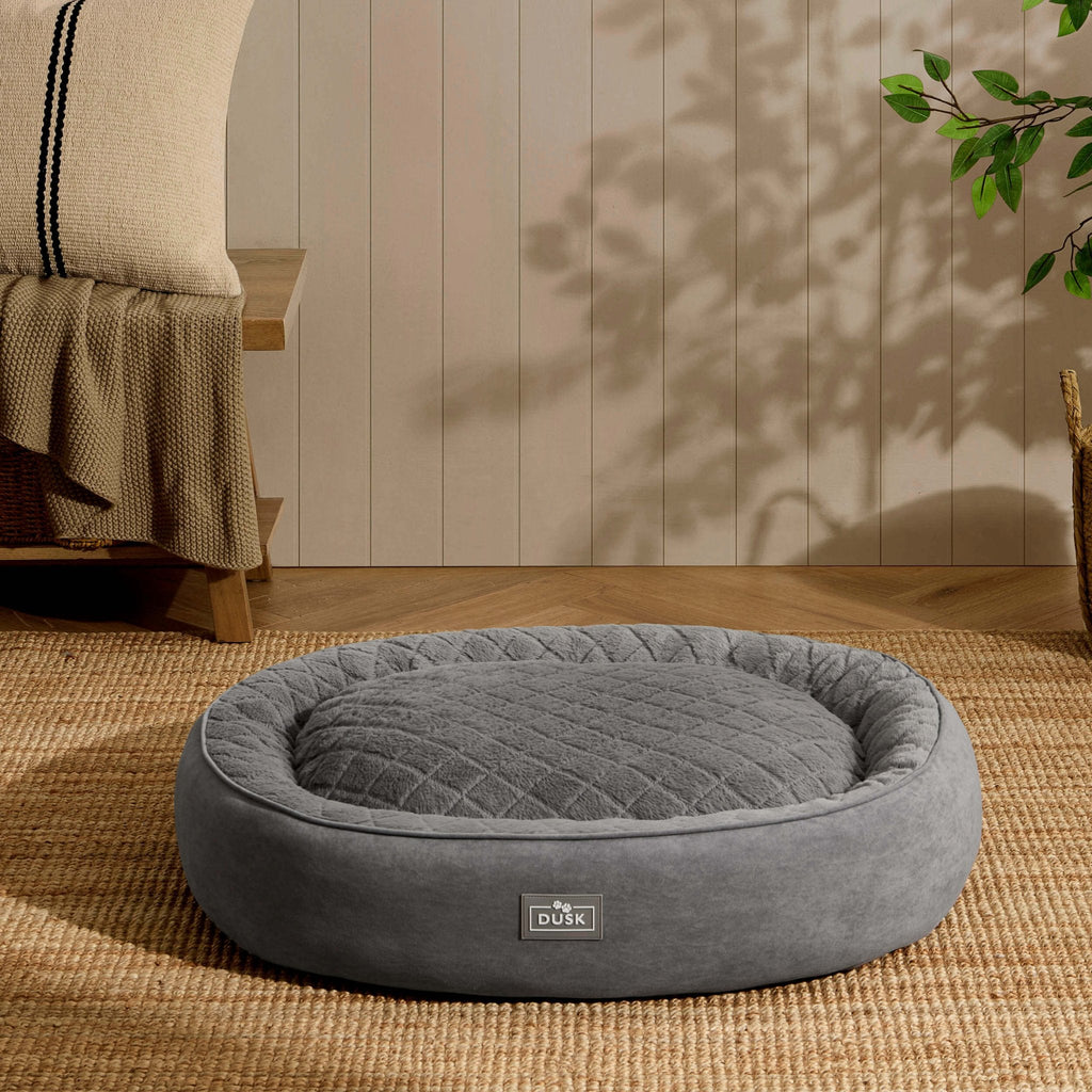 Super Soft Faux Fur Dog Bed - Charcoal - DUSK