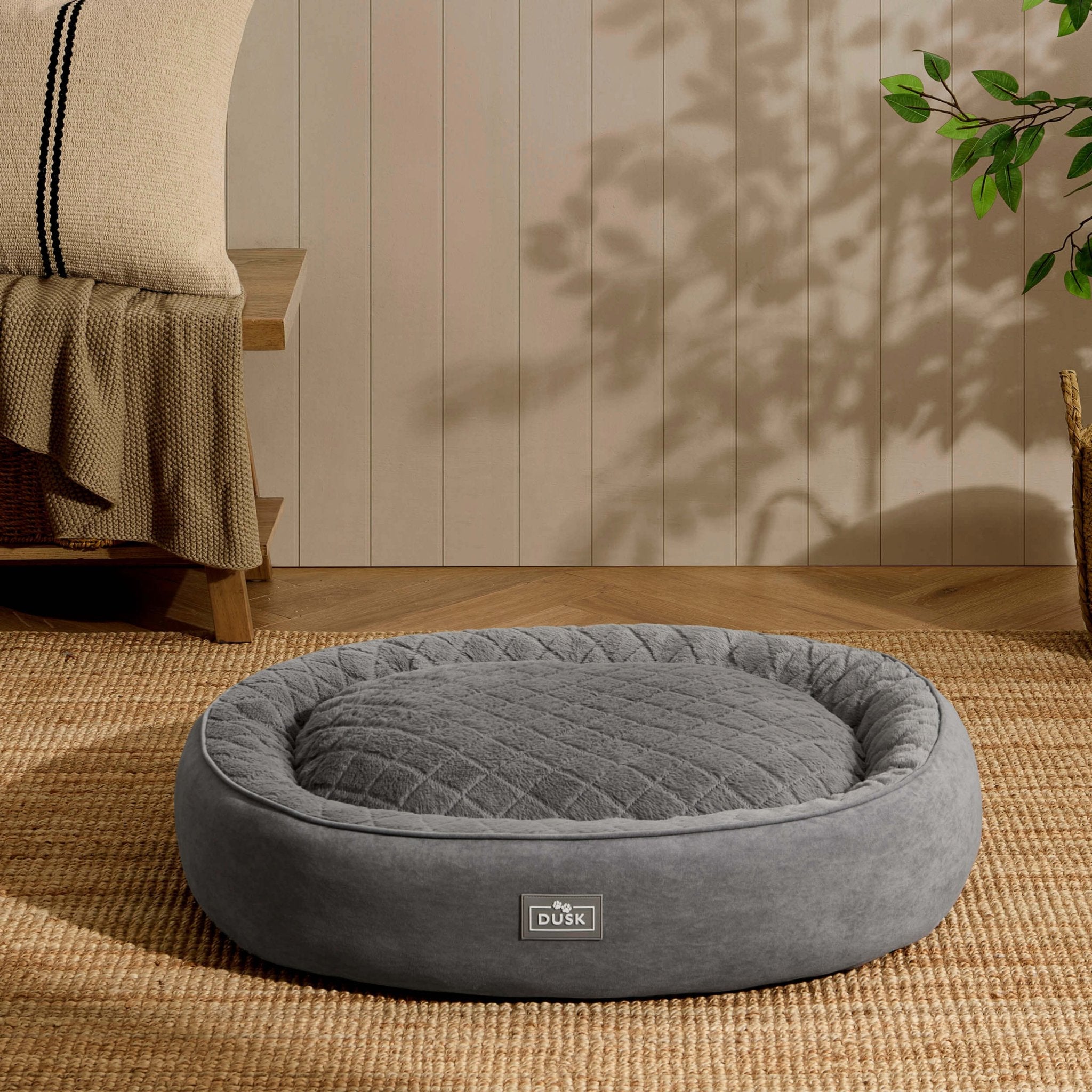 Super Soft Faux Fur Dog Bed - Charcoal - DUSK